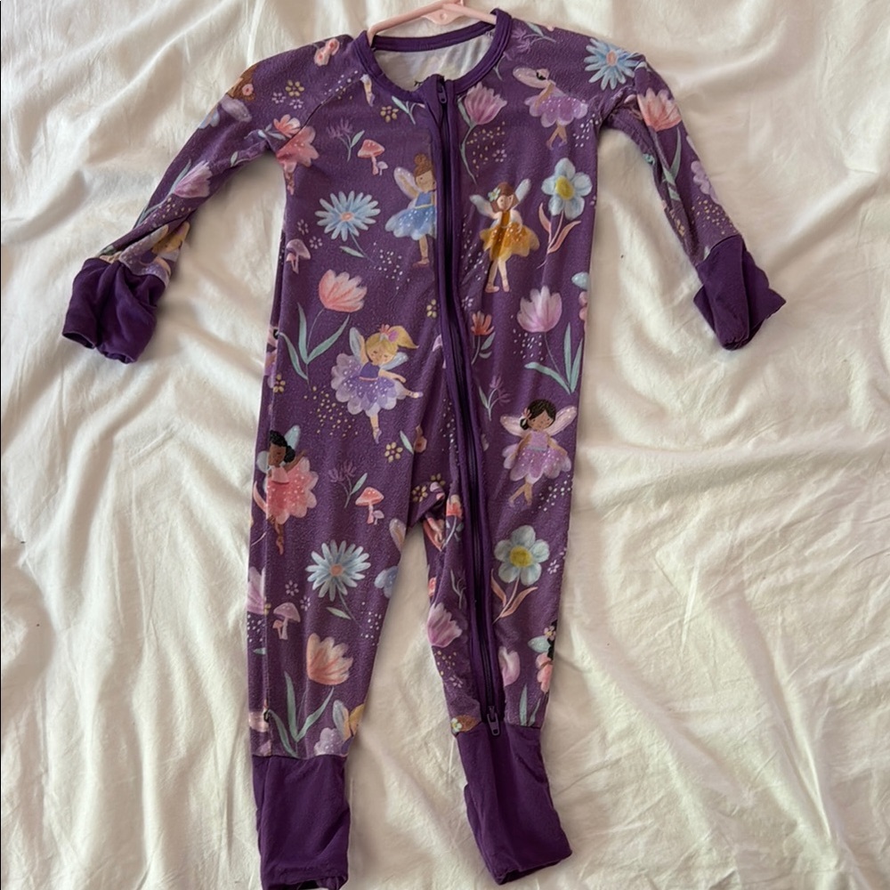 Little Sleepies Purple Floral Fairy Kids Footie